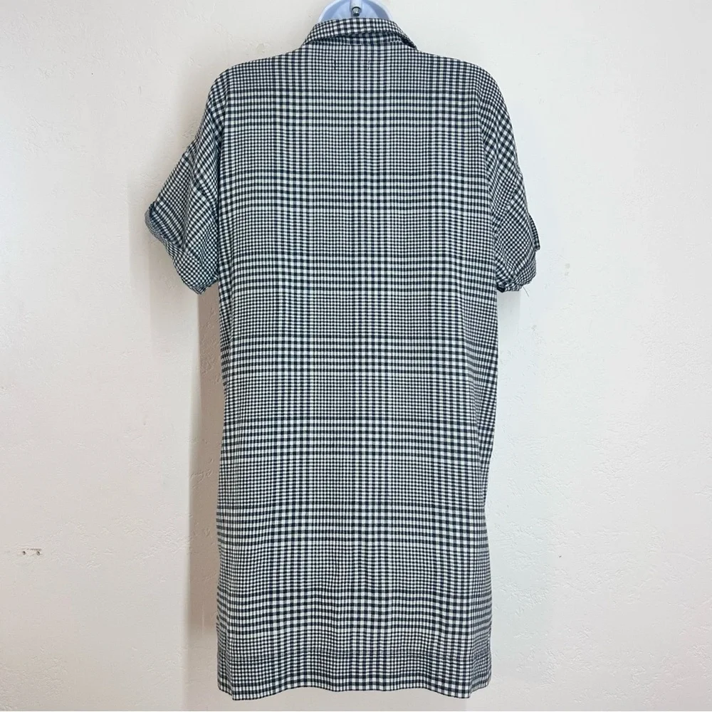 Toad&Co Platitude Short Sleeve Shirt Dress Black and White Plaid Size M